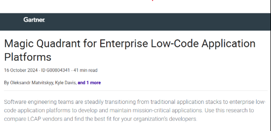 2024 Gartner® Magic Quadrant™ for Enterprise Low Code Application Platforms