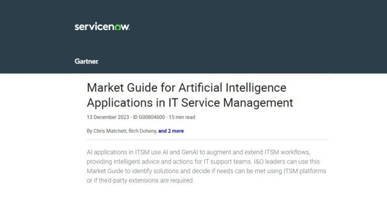 Gartner Market Guide for Artificial Intelligence Applications in IT Service Management