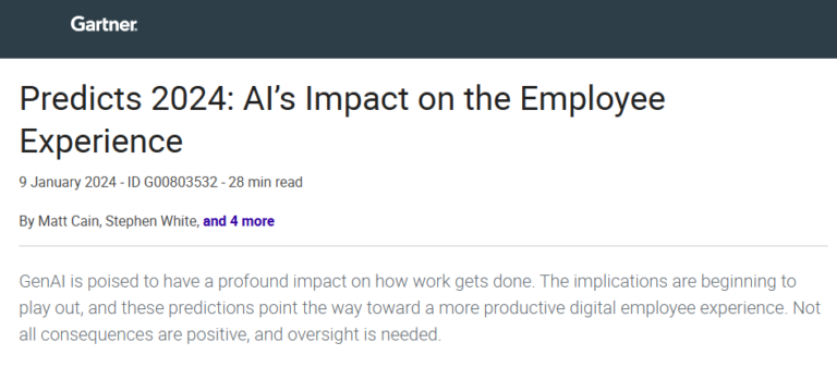 Gartner Predicts 2024: AI’s Impact on the Employee Experience